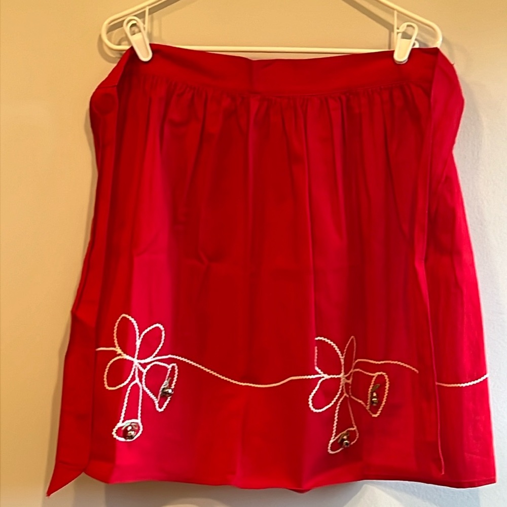 Vintage 1950s Red Christmas Half Apron EUC